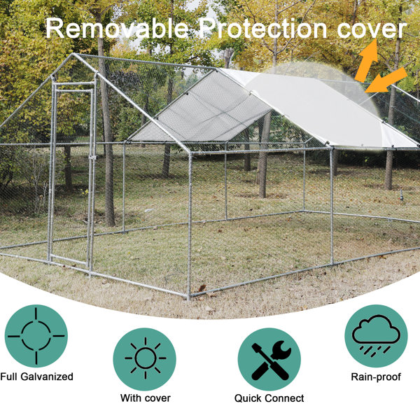 Tucker Murphy Pet™ Chicken Run Lockable Chicken Coop with Tarp